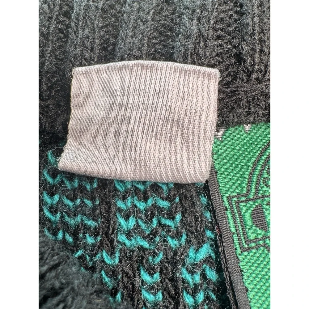 Lukoil Sweater Mens XL Black Geometric Wool Cotton Blend Vintage Made In Italy